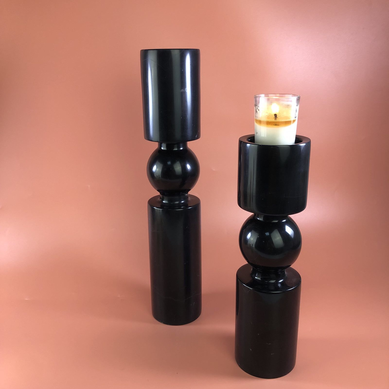 black marble tea light holder