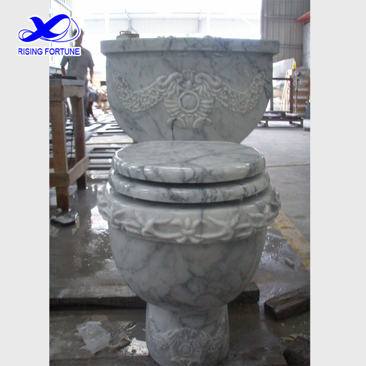 carrara white marble carved toilet