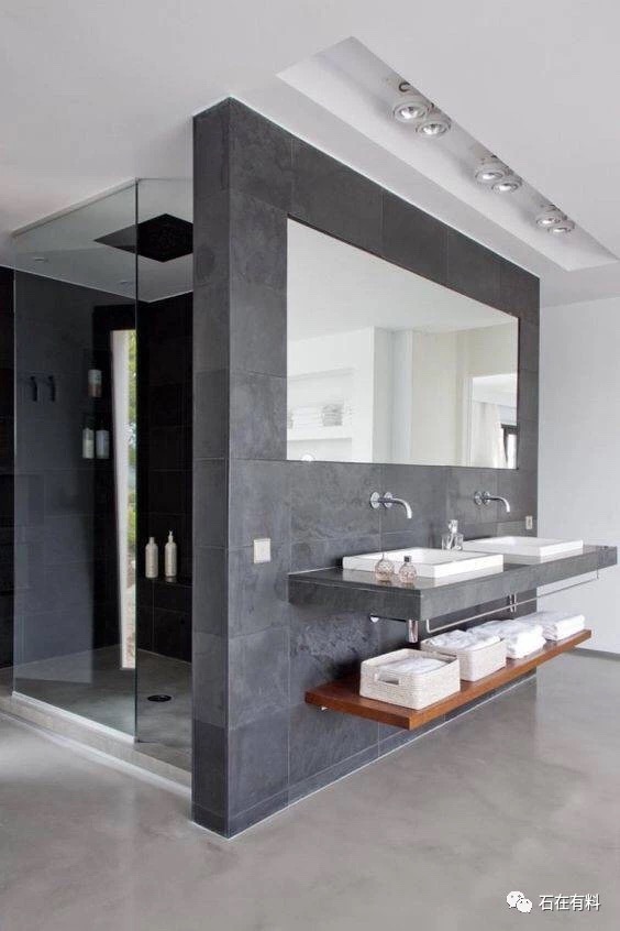 dark grey bathroom wall tiles