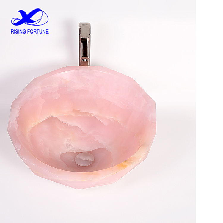 pink onyx round sink