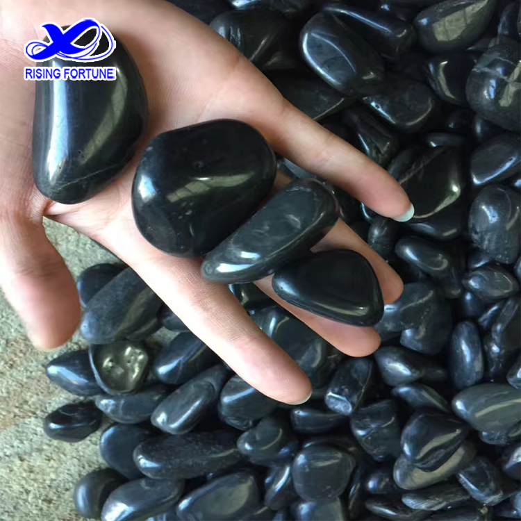 polished black pebbles