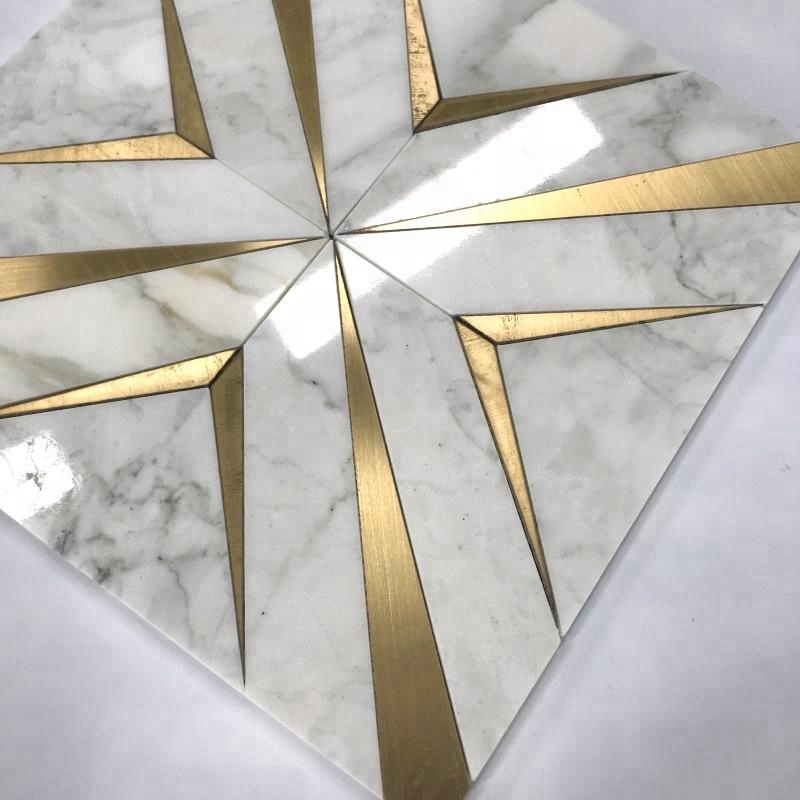 white marble brass inlay