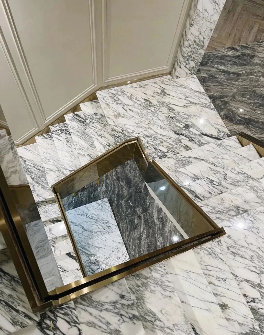 white marble stairs