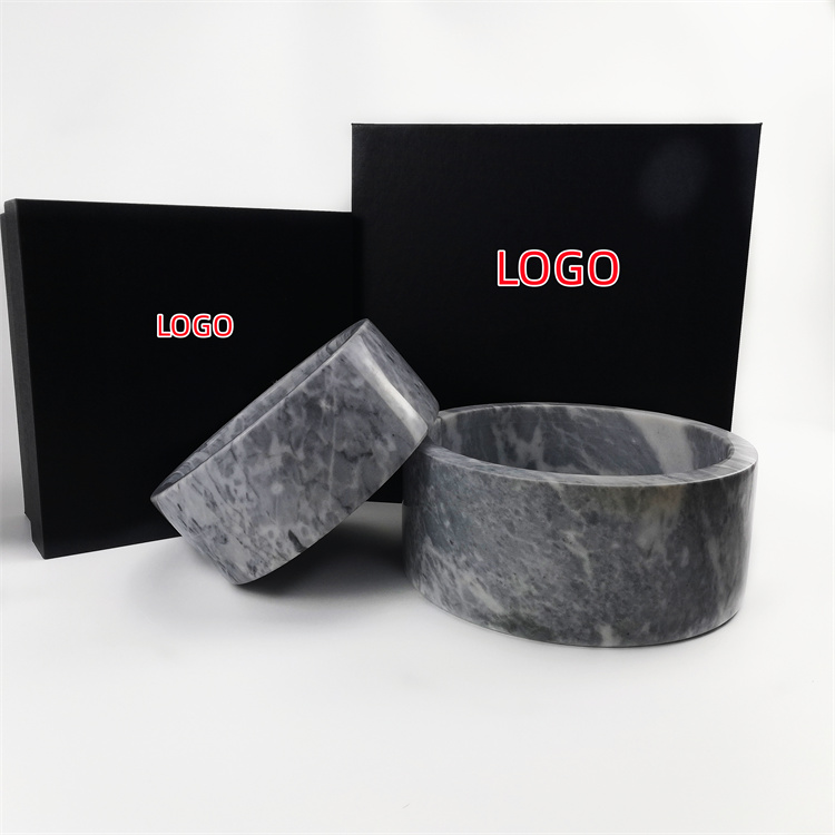 black marble pet bowl