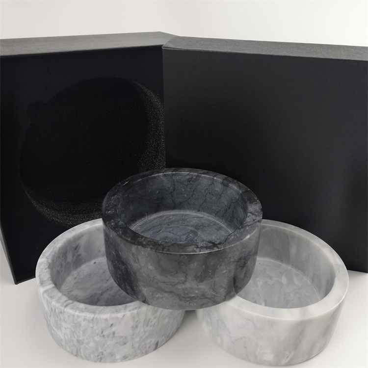 black marble pet bowl
