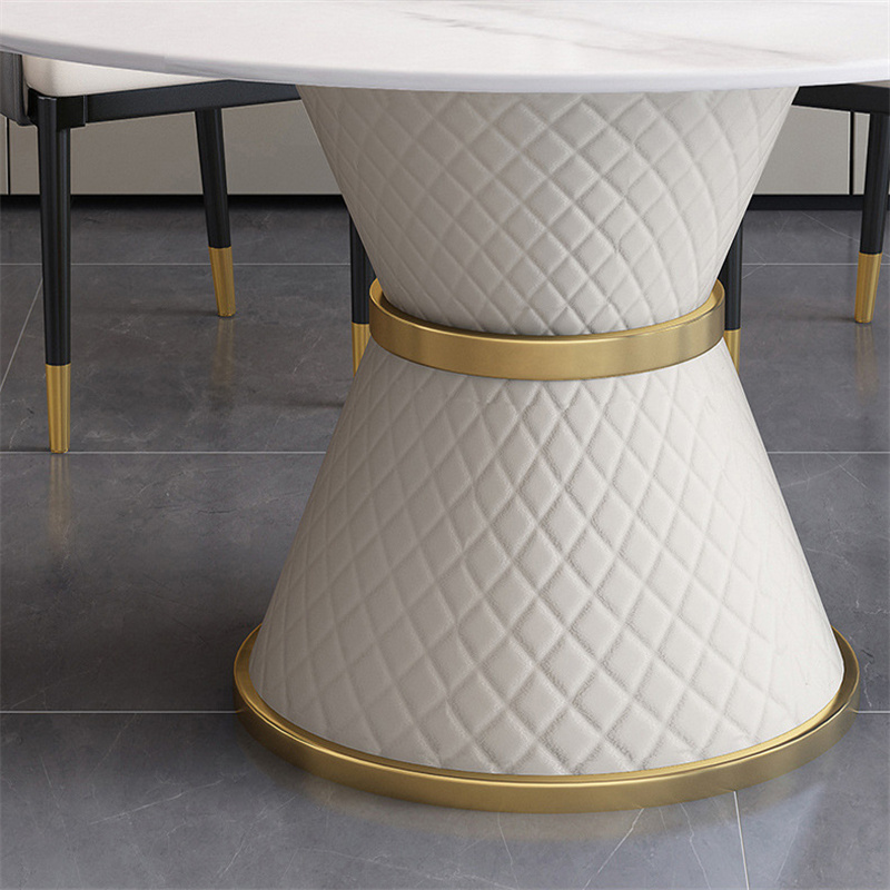 white marble dining table with lazy susan