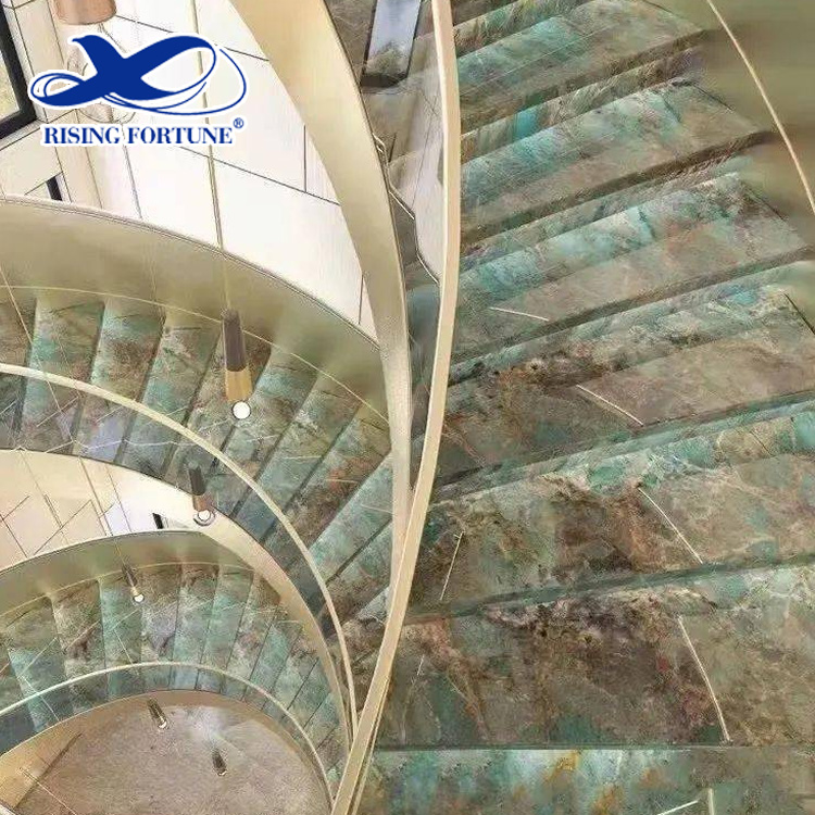 green marble stairs