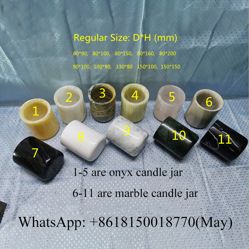 custom logo green onyx candle jar with lid