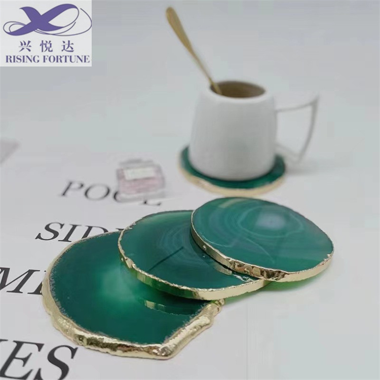 agate coaster with gold trim
