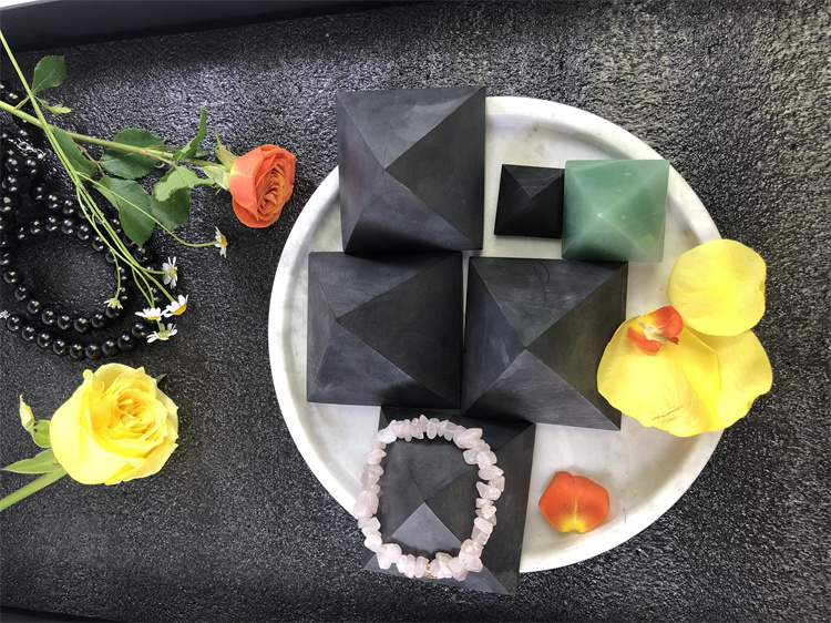 shungite crystal pyramid for feng shui decoration