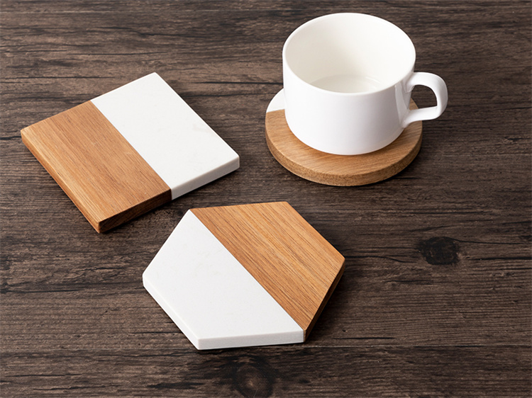 wood and marble coasters