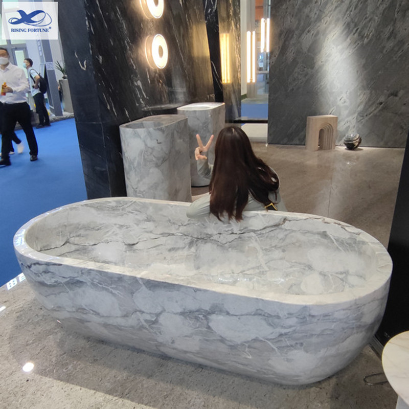 marble bathroom with tub