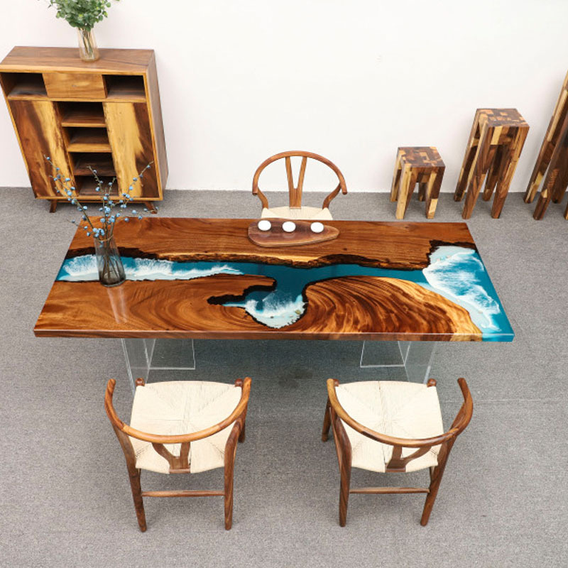 dining restaurant river epoxy resin coffee table