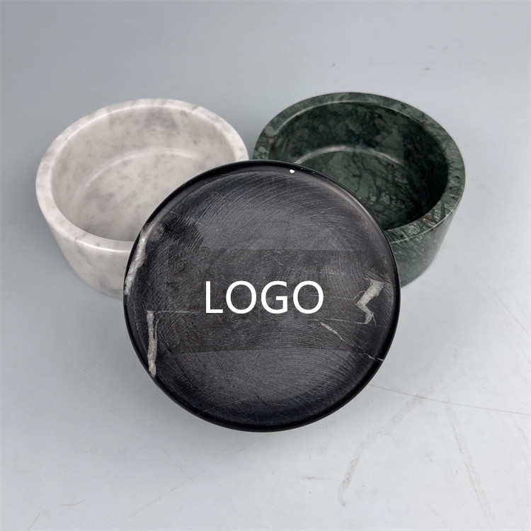 heavy marble pet bowl with logo