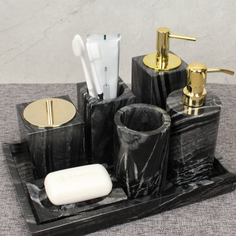 natural marble bathroom accessories set