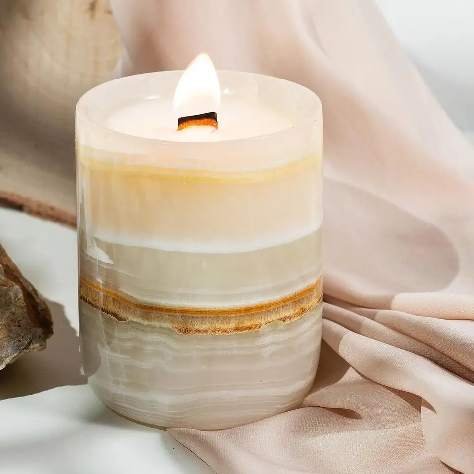stone marble luxury onyx candle jars