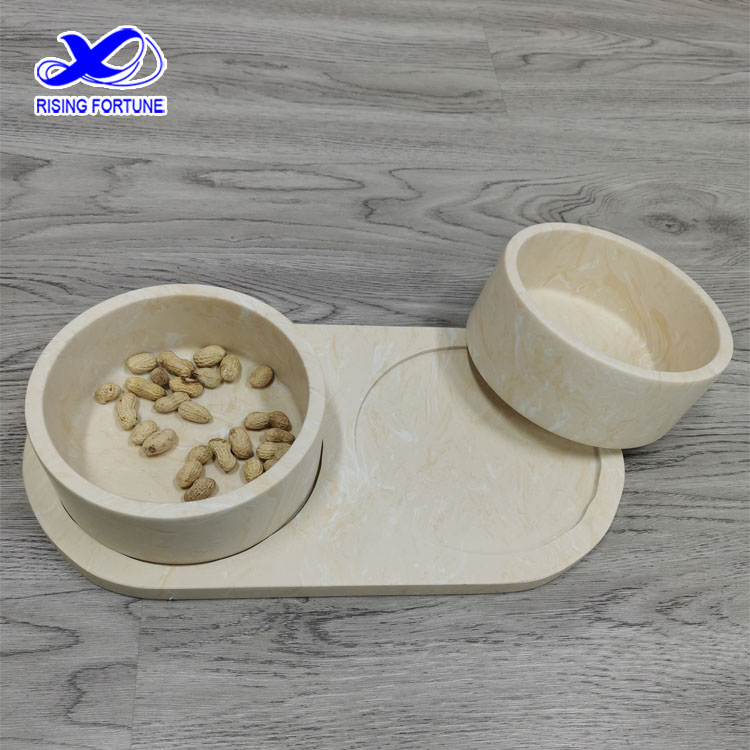 double pet bowl with tray