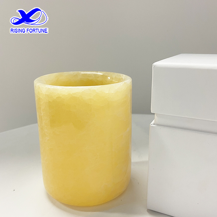 yellow onyx candle jar