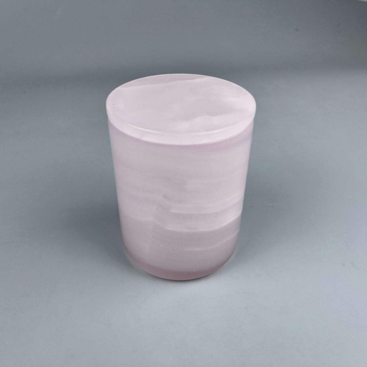 tarro de vela de ónix rosa