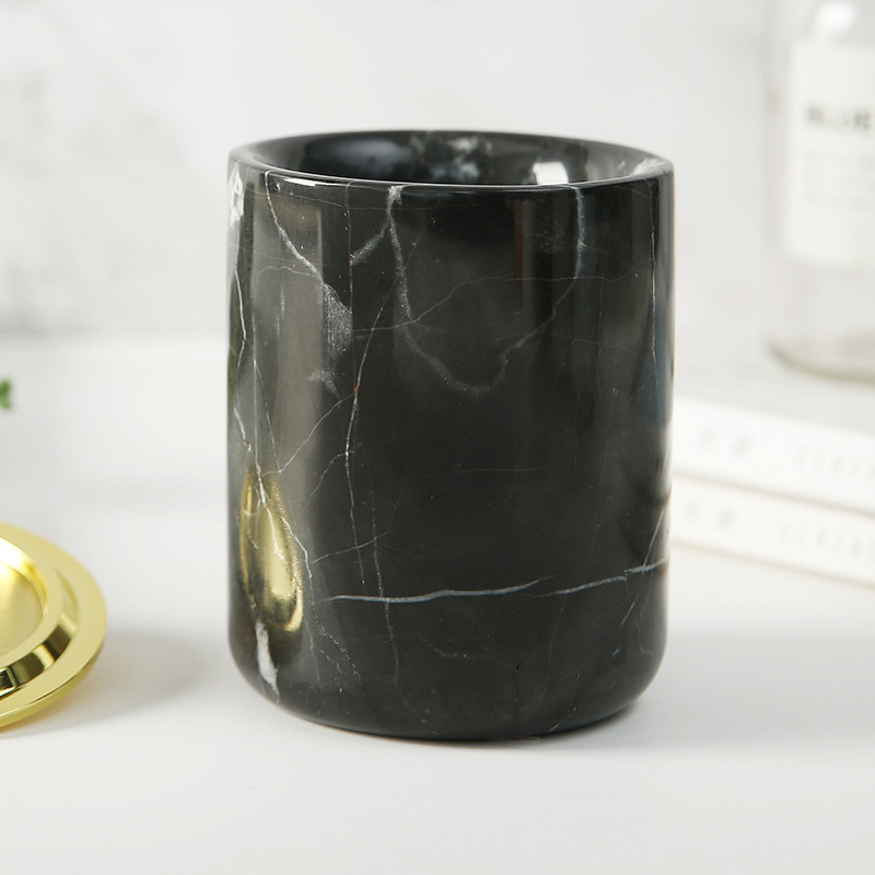 black marble candle jar