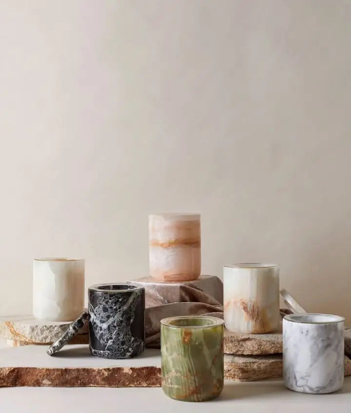 natural marble candle jars
