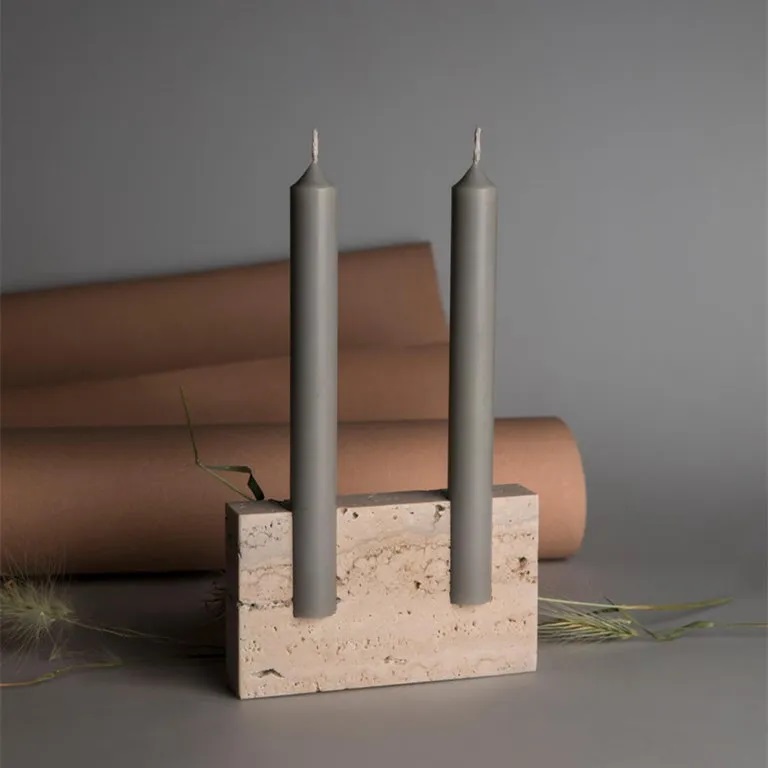 candle stick holder travertine