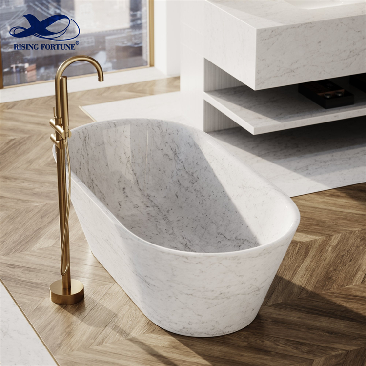 free-standing marble stone bathtub
