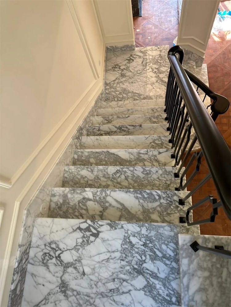 white marble stair railing designs