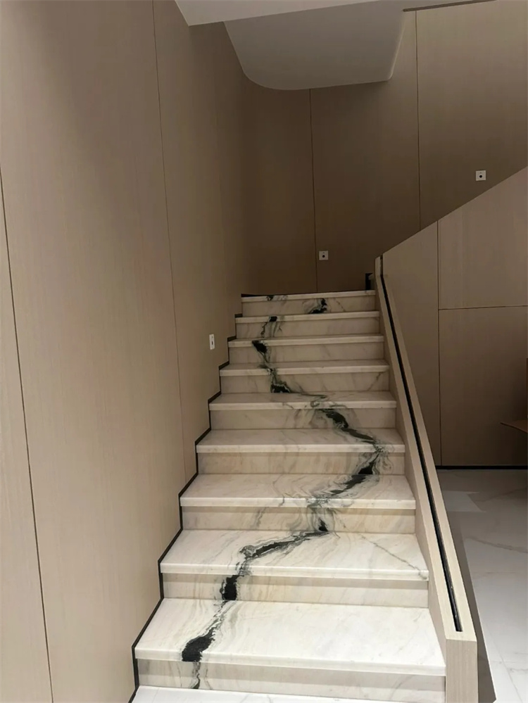 Panda white marble staircase tiles