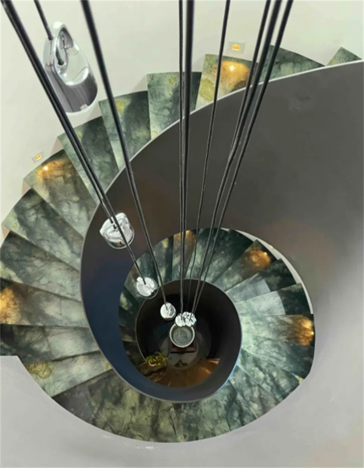 green marble staircase tile