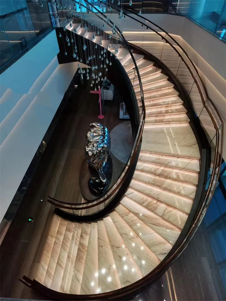 interior white marble staircase