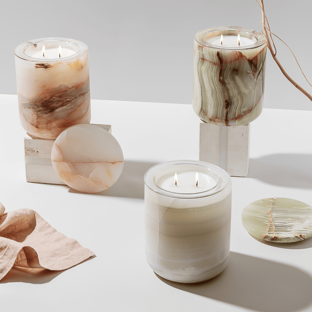 White onyx candle jars