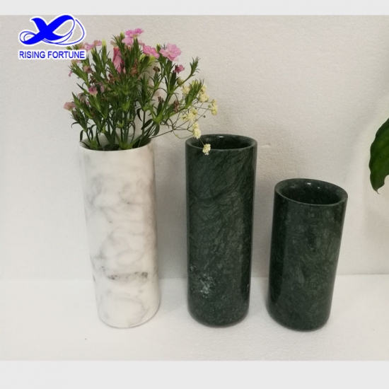 Customized cylinder marble flower vases