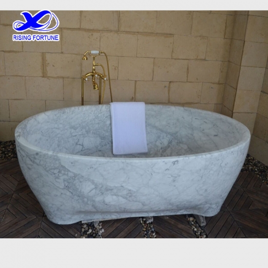 Carrara white solid marble bathtub