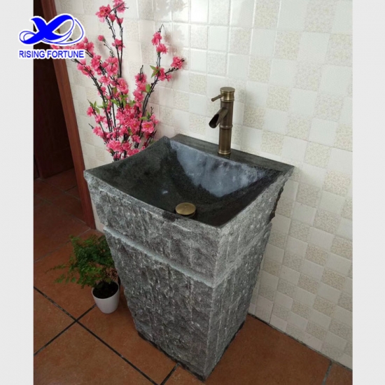 Freestanding granite bathroom basin and pedestal