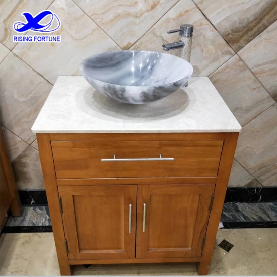 Handmade grey onyx bathroom round vessel sink