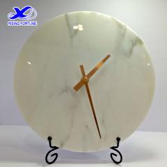 Modern round white marble wall clock