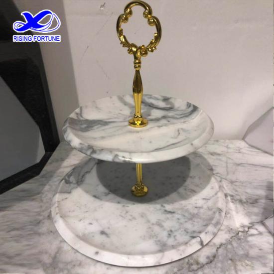 2 tier white marble cake stand wedding