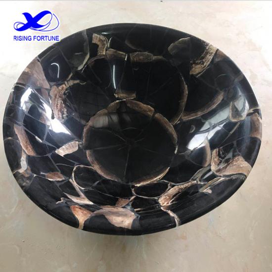 Natural fossil marble stone bathroom sink