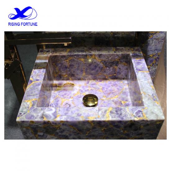 natural gemstone amethyst wash basin for countertop