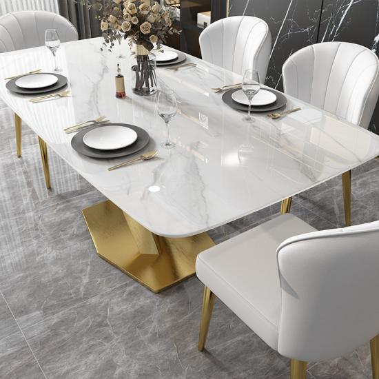 Italian minimalist Custom Artificial Square Rectangle Sintered Stone Slab Dining Table Set