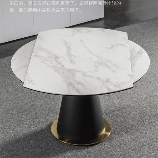 Expansion Rectangle Round Sintered Stone Slab Dining Table
