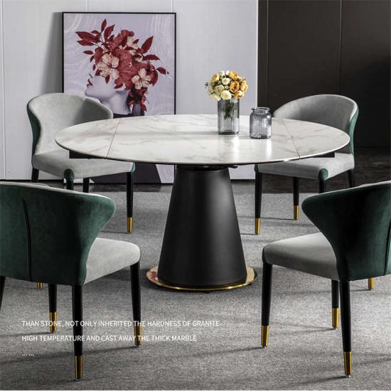 Expansion Rectangle Round Sintered Stone Slab Dining Table