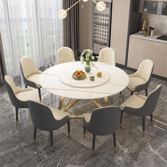 Italian Extremely Simple Sintered Stone Slab Dining Table with Turntable