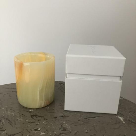 Home Decor Luxury Onyx Stone Candle Jar With Lid