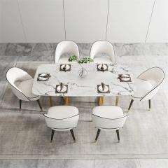 Luxury White Marble Stainless Dining Table And Chair