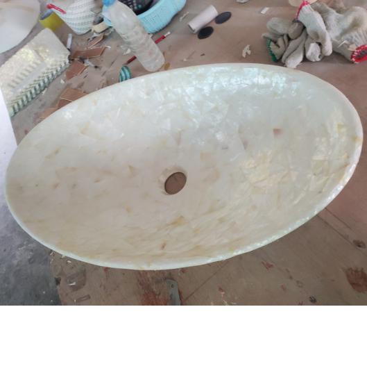 Gemstone shell bathroom vessel sink