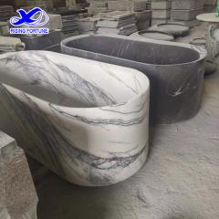 Bathroom Decoration Deep Standard Size Large White Marble Bathtub