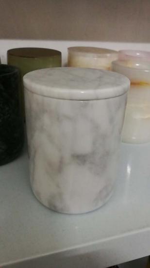 Carrara white marble candle holder
