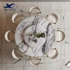 Costom Round Marble Table with Gold Base Manufacturer